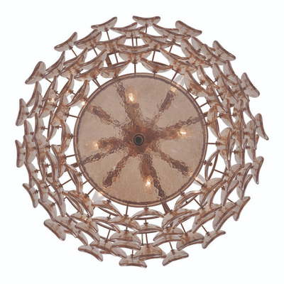 Lioroelle Chandelier Amber Glass Disc Fish Scale Brass