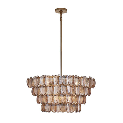 Lioroelle Chandelier Amber Glass Disc Fish Scale Brass