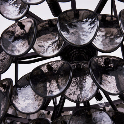Celalella Chandelier Large Amber Glass Disc Fish Scale Brass