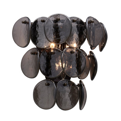 Aurora Wall Lamp Amber Glass Disc Fish Scale Brass - Neutral Decor