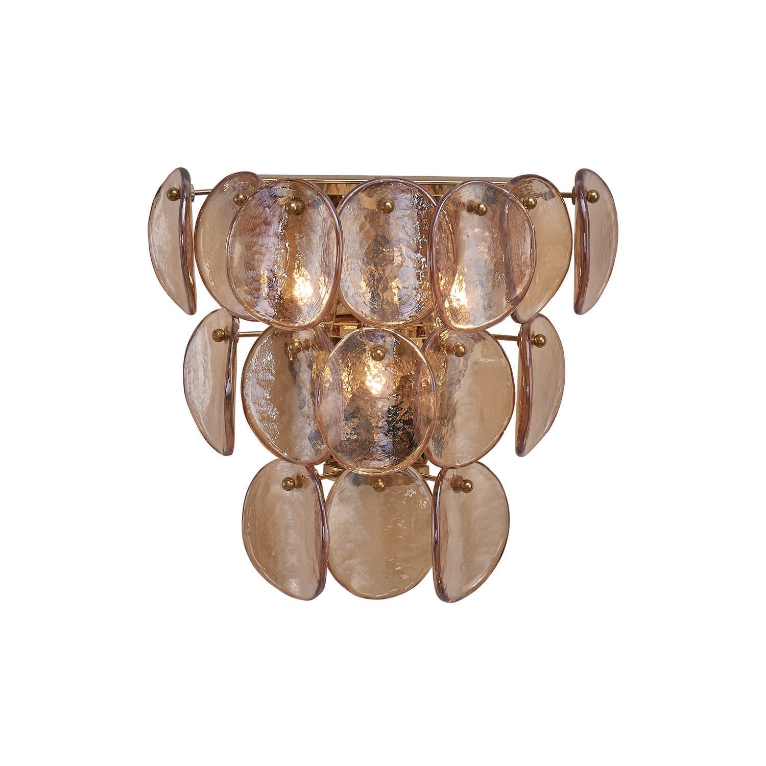 Aurora Wall Lamp Amber Glass Disc Fish Scale Brass - Neutral Decor