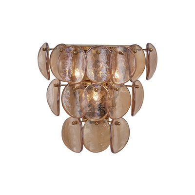 Aurora Wall Lamp Amber Glass Disc Fish Scale Brass - Neutral Decor