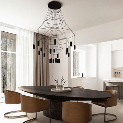 Tevenq Chandelier Lines Black Wireframe LED