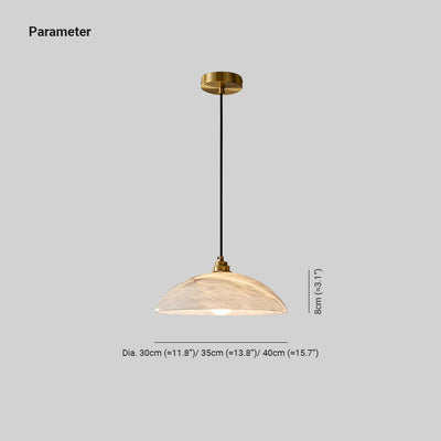 Ritta Minimalist Alabaster Brass Dome Pendant Light
