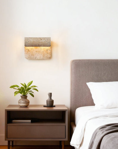 Vaelan Travertine Arc Wall Lamp