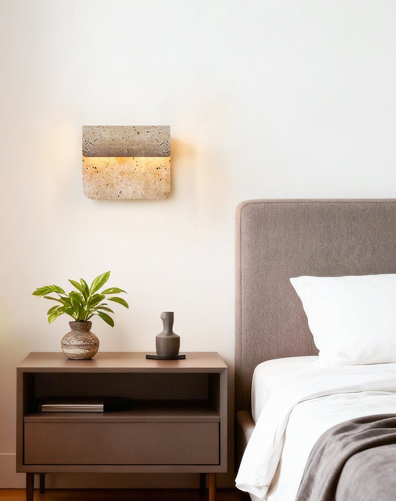 Vaelan Travertine Arc Wall Lamp