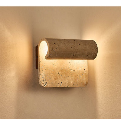 Vaelan Travertine Arc Wall Lamp