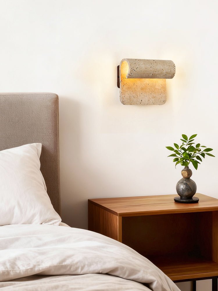 Vaelan Travertine Arc Wall Lamp