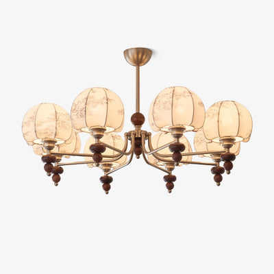Comirisra Premium Traditional Petal Fabric Wood Chandelier