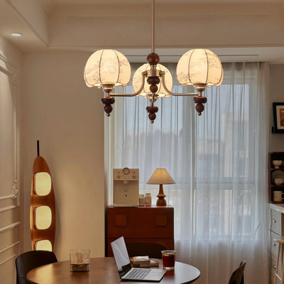 Comirisra Premium Traditional Petal Fabric Wood Chandelier