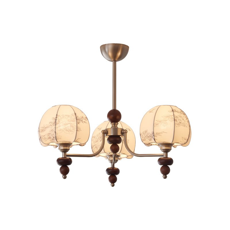 Comirisra Premium Traditional Petal Fabric Wood Chandelier