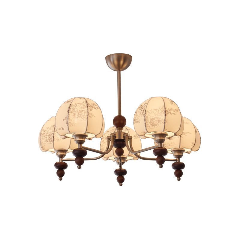Comirisra Premium Traditional Petal Fabric Wood Chandelier