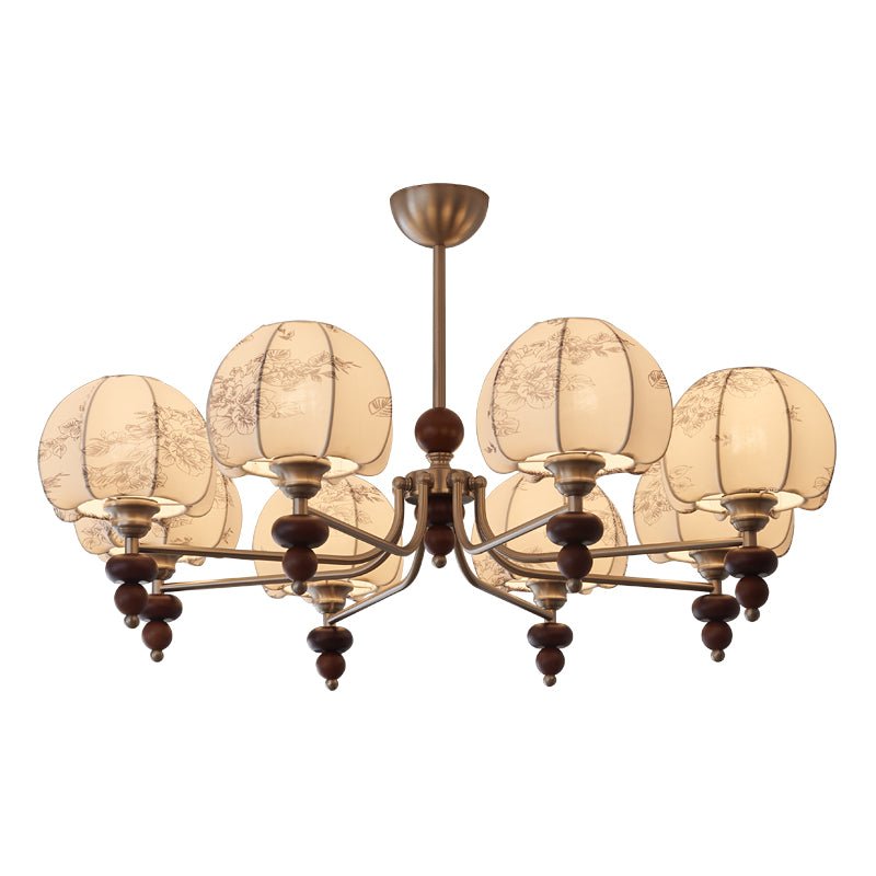 Comirisra Premium Traditional Petal Fabric Wood Chandelier