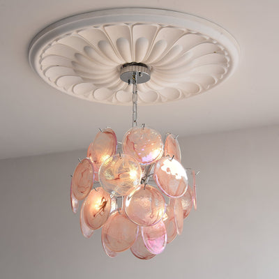 Venfield Chandelier Iridescent Glass Disc Cascade - Neutral Decor