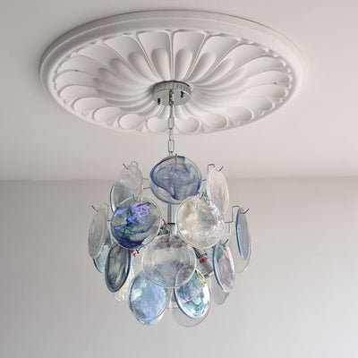 Venfield Chandelier Iridescent Glass Disc Cascade - Neutral Decor