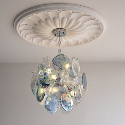 Venfield Chandelier Iridescent Glass Disc Cascade - Neutral Decor