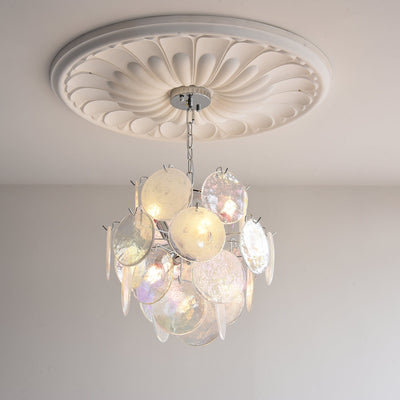 Venfield Chandelier Iridescent Glass Disc Cascade - Neutral Decor