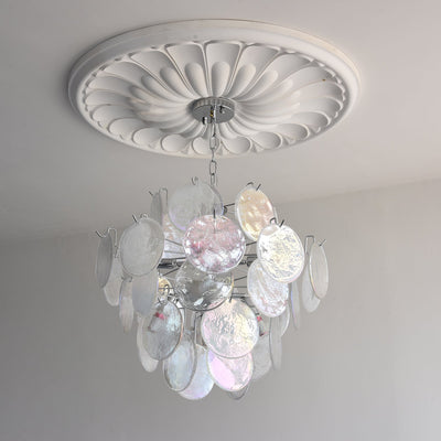 Venfield Chandelier Iridescent Glass Disc Cascade - Neutral Decor