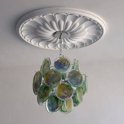Venfield Chandelier Iridescent Glass Disc Cascade - Neutral Decor