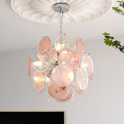 Venfield Chandelier Iridescent Glass Disc Cascade - Neutral Decor
