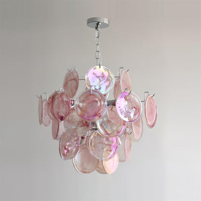 Venfield Chandelier Iridescent Glass Disc Cascade - Neutral Decor