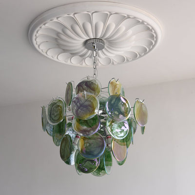 Venfield Chandelier Iridescent Glass Disc Cascade - Neutral Decor