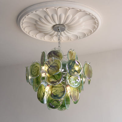 Venfield Chandelier Iridescent Glass Disc Cascade - Neutral Decor