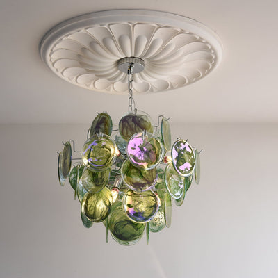 Venfield Chandelier Iridescent Glass Disc Cascade - Neutral Decor