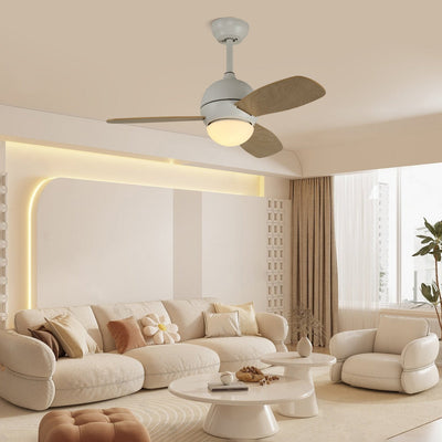 Vevo Minimalist White Wood Ceiling Fan Light