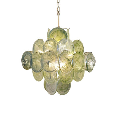 Velerora Chandelier Green Murano Glass Disc Nature