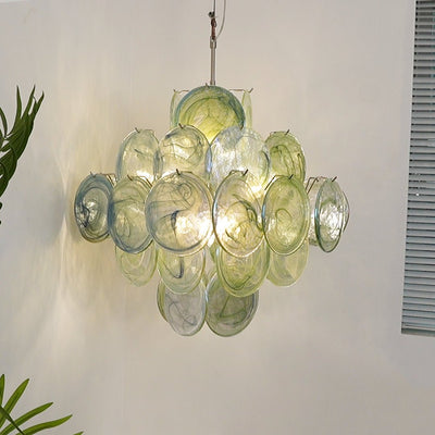 Velerora Chandelier Green Murano Glass Disc Nature