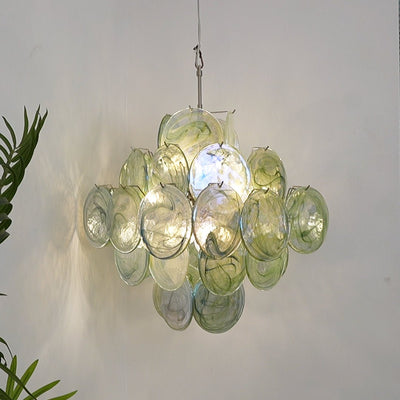 Velerora Chandelier Green Murano Glass Disc Nature