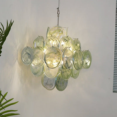 Velerora Chandelier Green Murano Glass Disc Nature