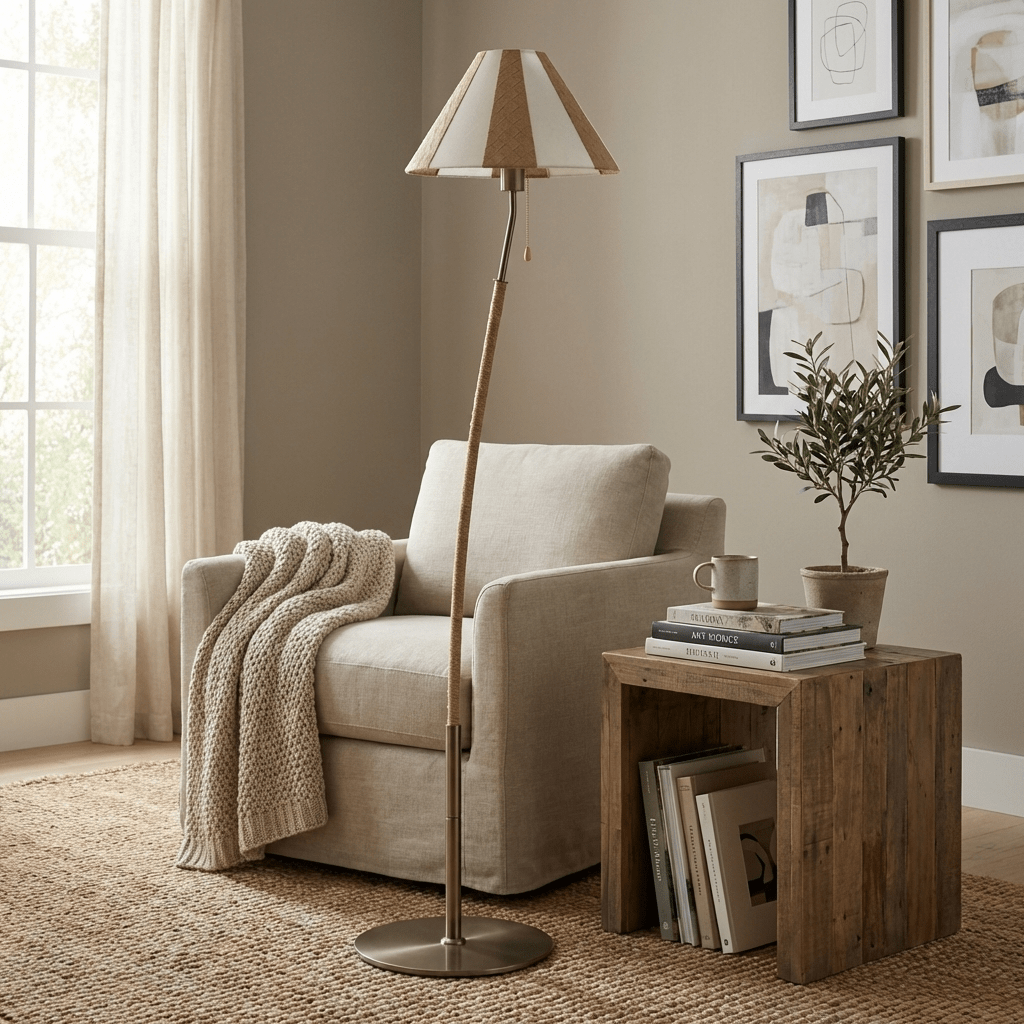 Selorelle Curved Striped Floor Lamp
