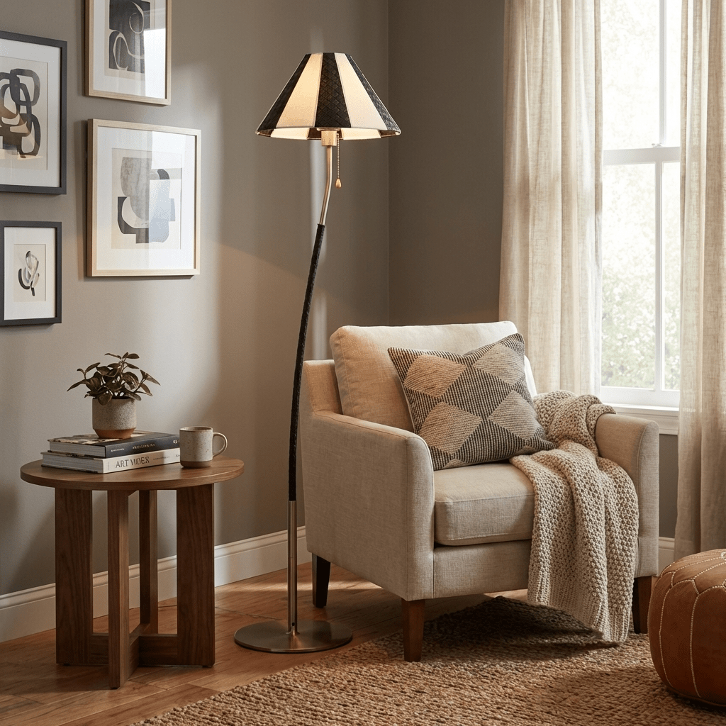 Selorelle Curved Striped Floor Lamp