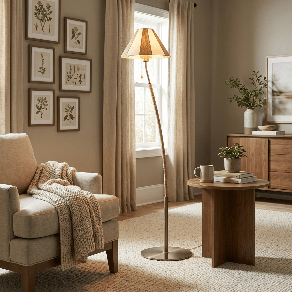 Selorelle Curved Striped Floor Lamp