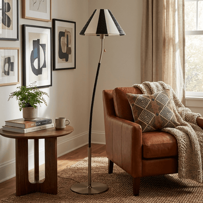 Selorelle Curved Striped Floor Lamp
