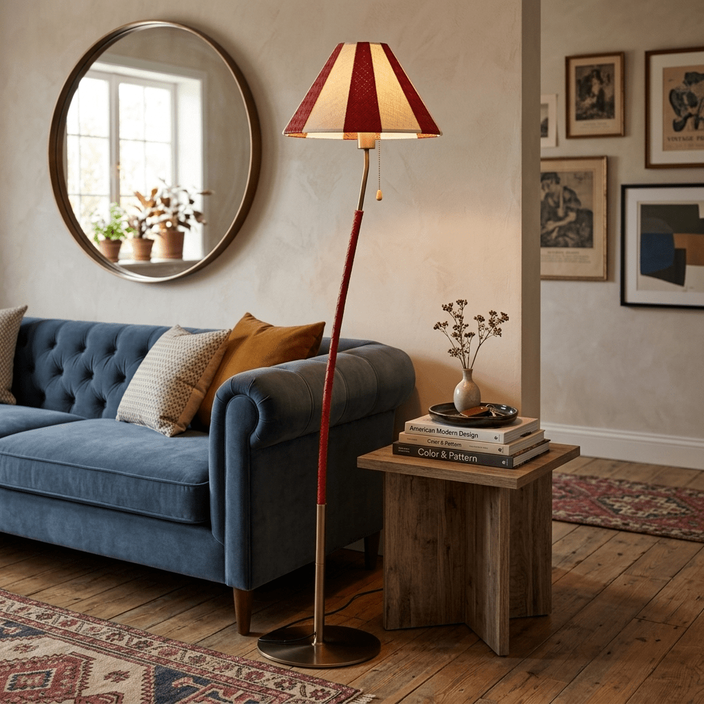 Selorelle Curved Striped Floor Lamp