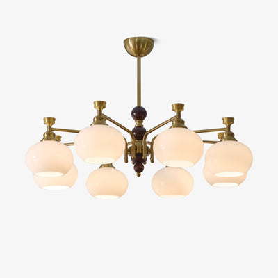 Aursolos Traditional Elegance Wood Glass Chandelier