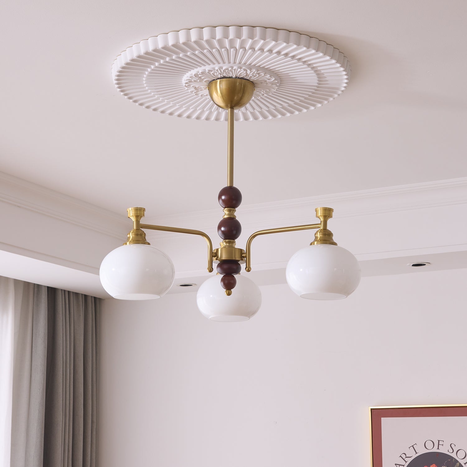 Aursolos Traditional Elegance Wood Glass Chandelier