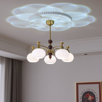 Aursolos Traditional Elegance Wood Glass Chandelier