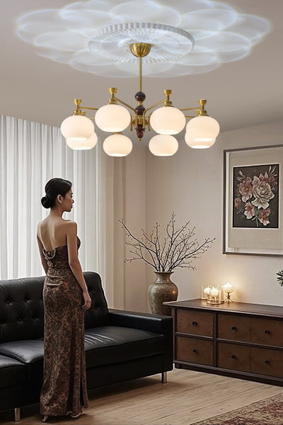 Aursolos Traditional Elegance Wood Glass Chandelier
