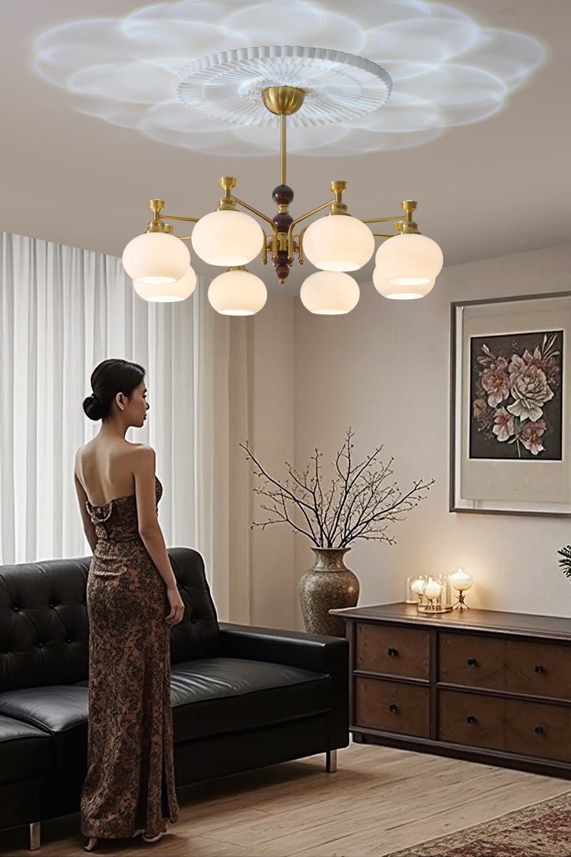 Aursolos Traditional Elegance Wood Glass Chandelier