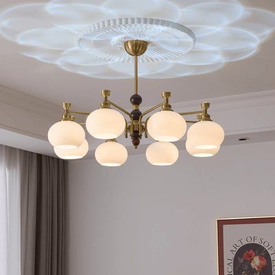Aursolos Traditional Elegance Wood Glass Chandelier