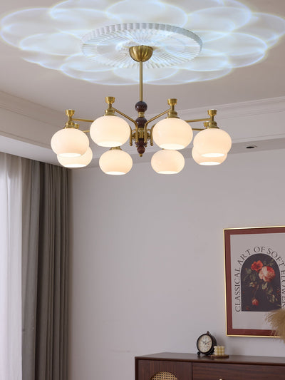 Aursolos Traditional Elegance Wood Glass Chandelier