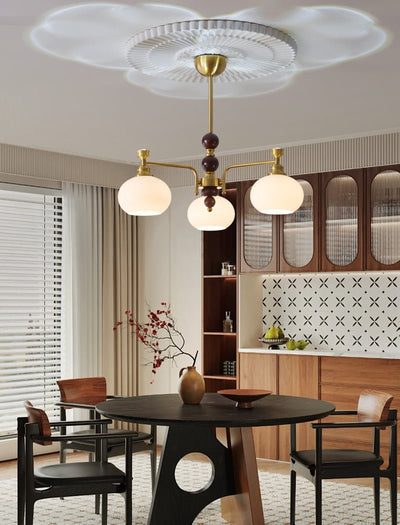 Aursolos Traditional Elegance Wood Glass Chandelier