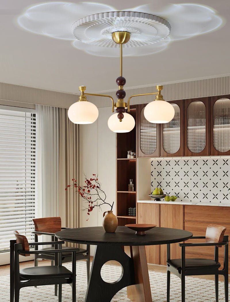 Aursolos Traditional Elegance Wood Glass Chandelier