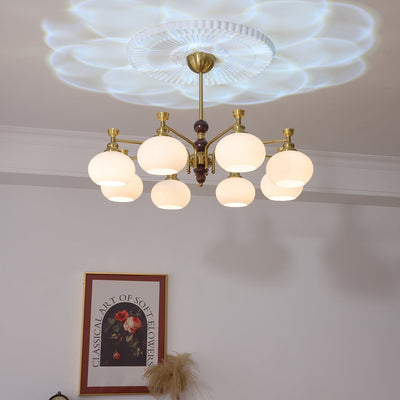 Aursolos Traditional Elegance Wood Glass Chandelier