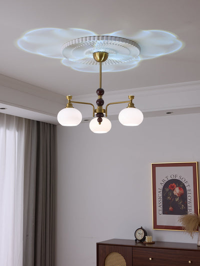 Aursolos Traditional Elegance Wood Glass Chandelier