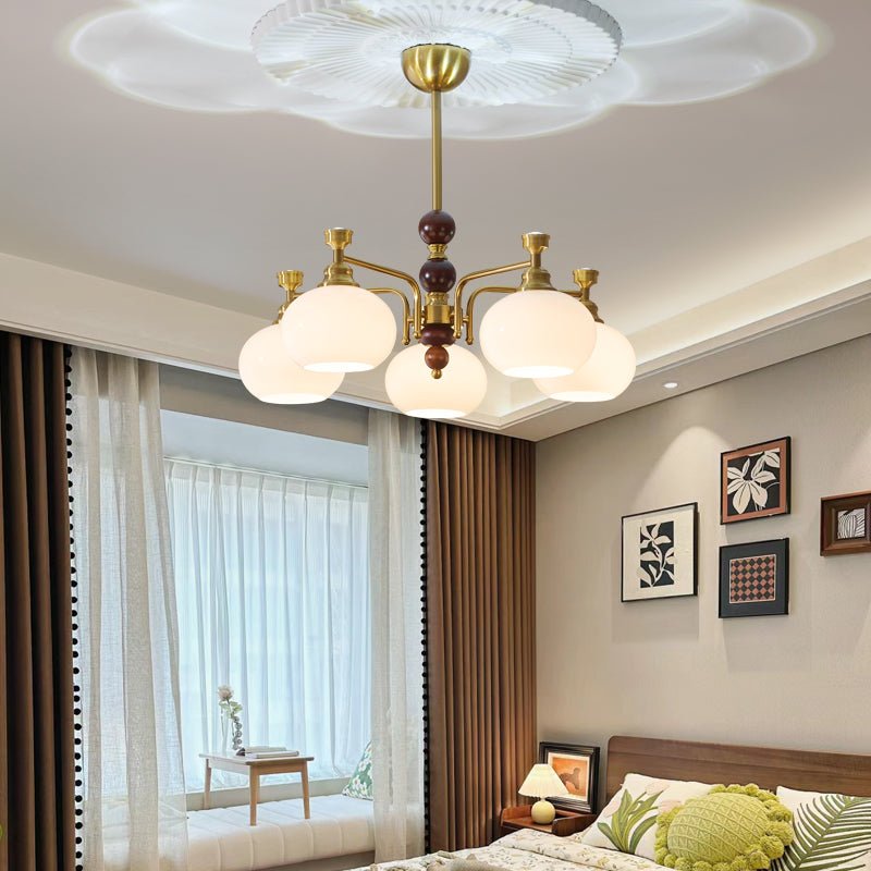 Aursolos Traditional Elegance Wood Glass Chandelier